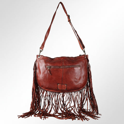 Modern Rivet-Fringe Hobo Bag