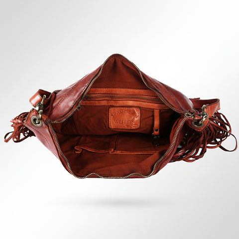 Modern Rivet-Fringe Hobo Bag