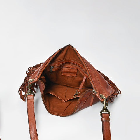 Modern Rivet-Fringe Shoulder Bag