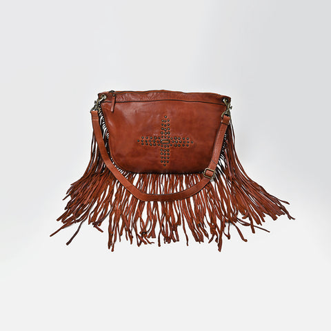 Modern Rivet-Fringe Shoulder Bag