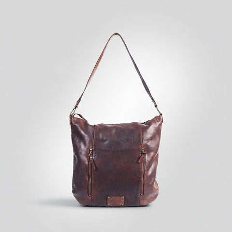 Signature Riveted Leather Shoulder Bag