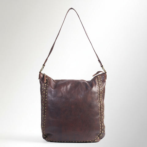 Signature Riveted Leather Shoulder Bag