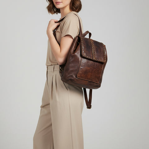 Signature Riveted Leather Backpack