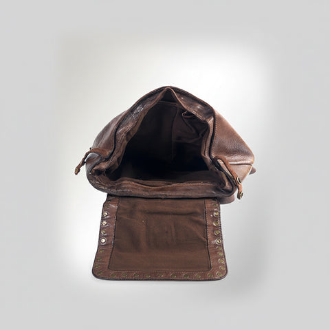Signature Riveted Leather Backpack