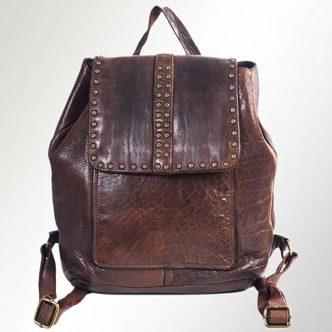 Signature Riveted Leather Backpack