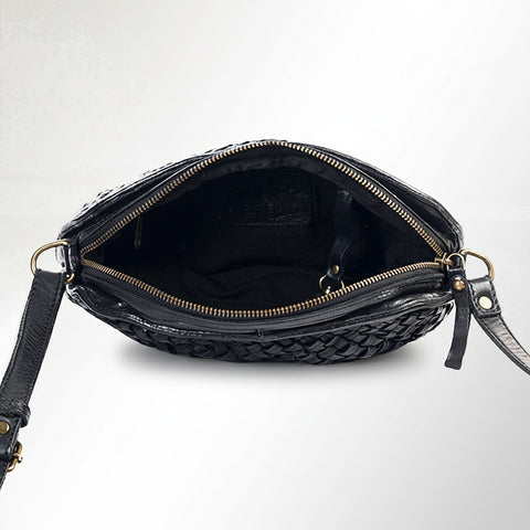 Classic Leather Woven Crossbody
