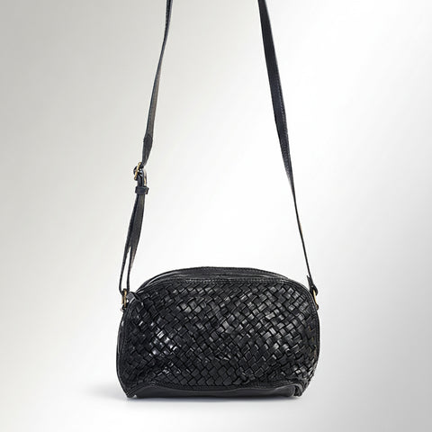 Classic Leather Woven Crossbody