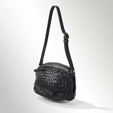 Classic Leather Woven Crossbody