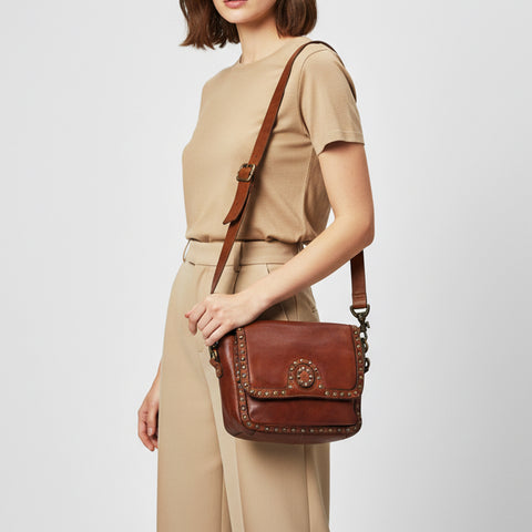 Studded Leather Sling Bag