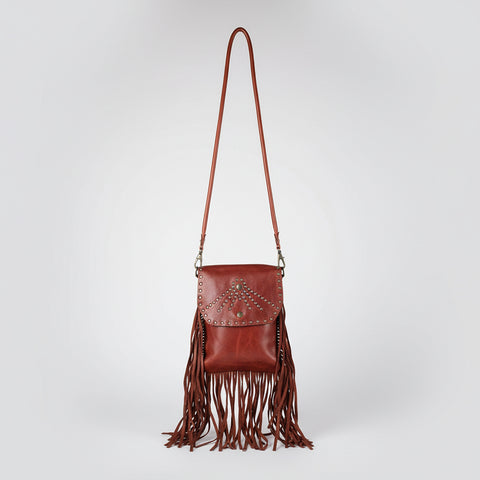 Rivet Leather Messenger Bag
