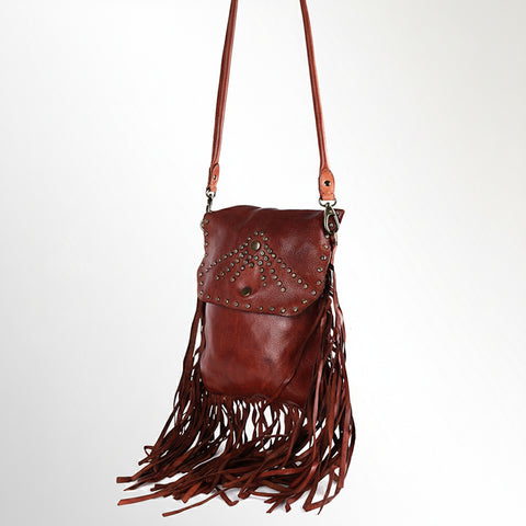 Rivet Leather Messenger Bag