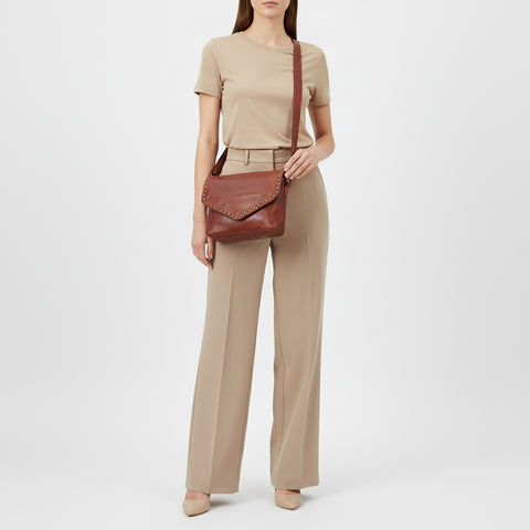 Studded Leather Messenger Bag