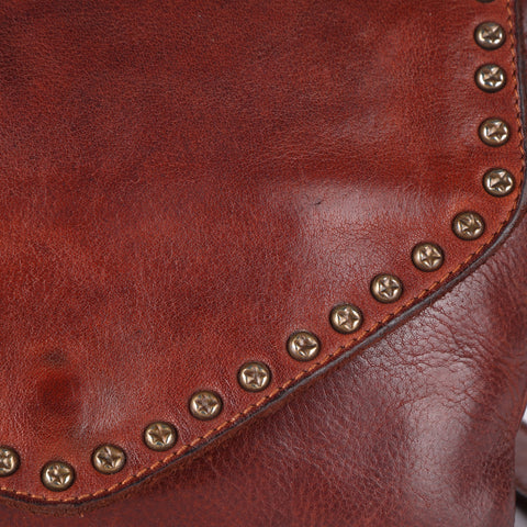 Studded Leather Messenger Bag