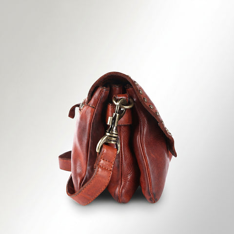 Studded Leather Messenger Bag