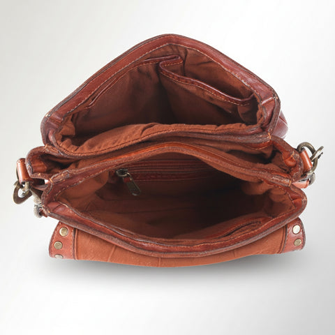 Studded Leather Messenger Bag