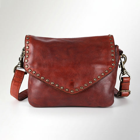 Studded Leather Messenger Bag
