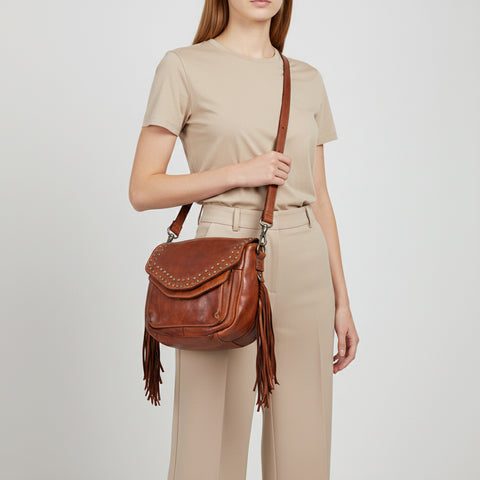 Riveted Flap Fringe Crossbody