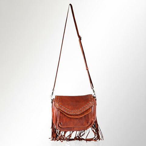 Riveted Flap Fringe Crossbody