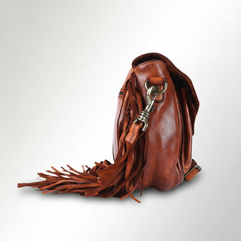 Riveted Flap Fringe Crossbody
