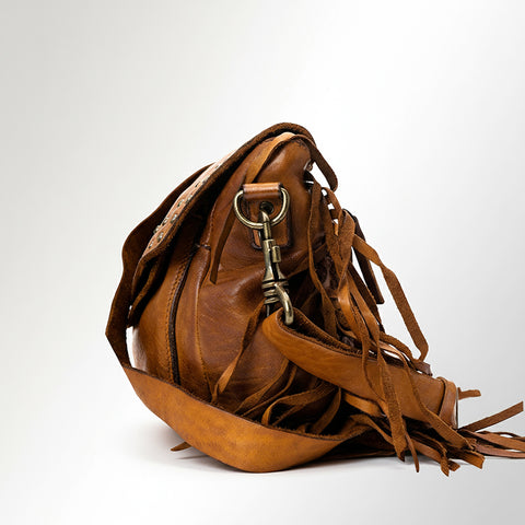 Riveted Flap Fringe Crossbody