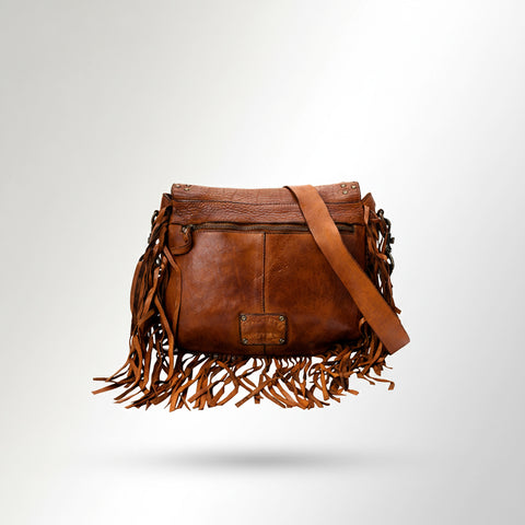 Riveted Flap Fringe Crossbody