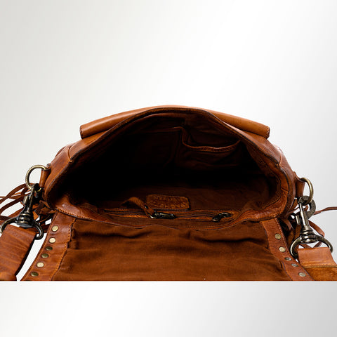 Riveted Flap Fringe Crossbody