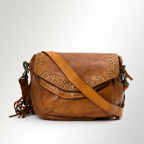 Riveted Flap Fringe Crossbody