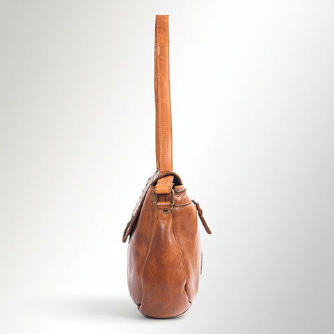 Flap Closure Riveted Shoulder Bag