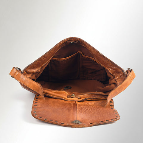 Flap Closure Riveted Shoulder Bag
