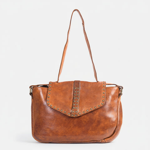 Flap Closure Riveted Shoulder Bag