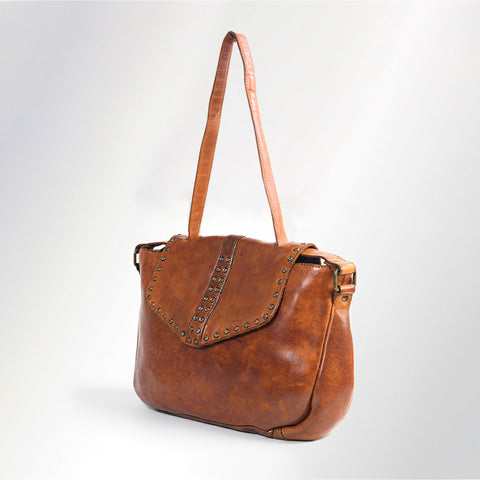 Flap Closure Riveted Shoulder Bag