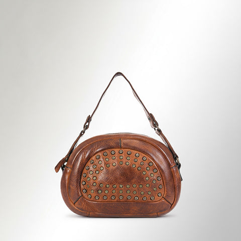 Studded Arc Flap Shoulder Bag