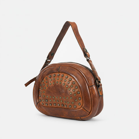 Studded Arc Flap Shoulder Bag