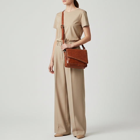 Studded Flap Western Crossbody