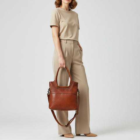 Bronzaro - Leather Studded Tote Bag