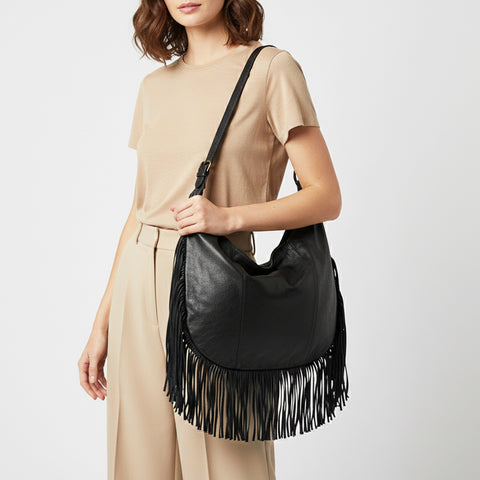 Signature Side-Fringe Hobo Bag