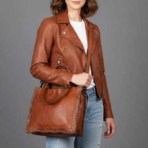 Signature Rivet-Trim Tote Bag