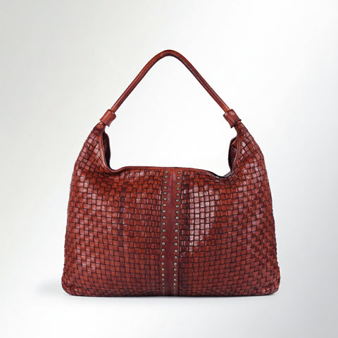 Artisan Woven Leather Hobo Bag