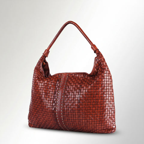 Artisan Woven Leather Hobo Bag