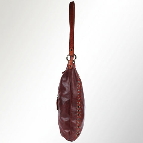 Signature Riveted Leather Shoulder Bag