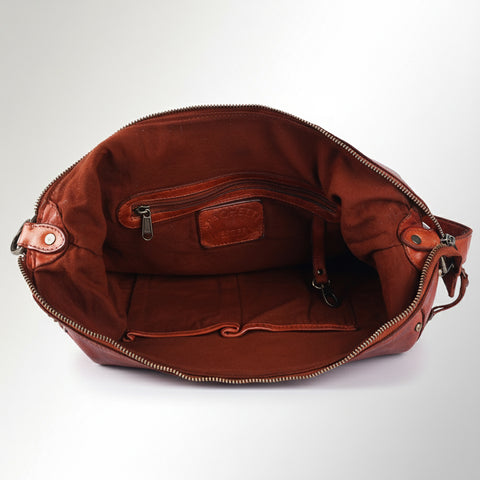 Signature Riveted Leather Shoulder Bag