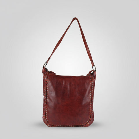 Signature Riveted Leather Shoulder Bag