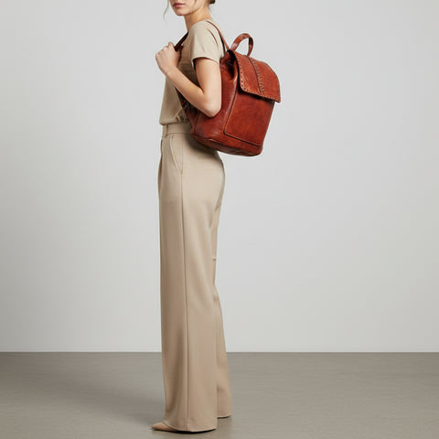 Signature Riveted Leather Backpack