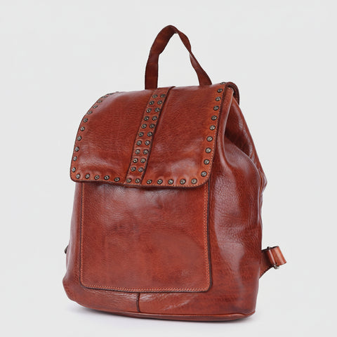 Signature Riveted Leather Backpack