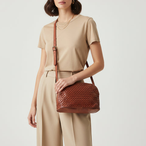 Classic Leather Woven Crossbody
