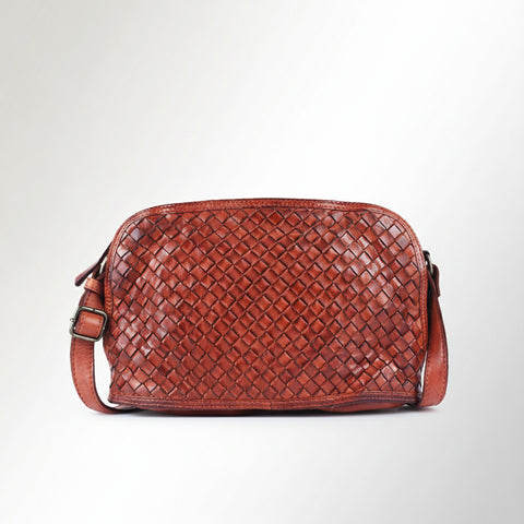 Classic Leather Woven Crossbody