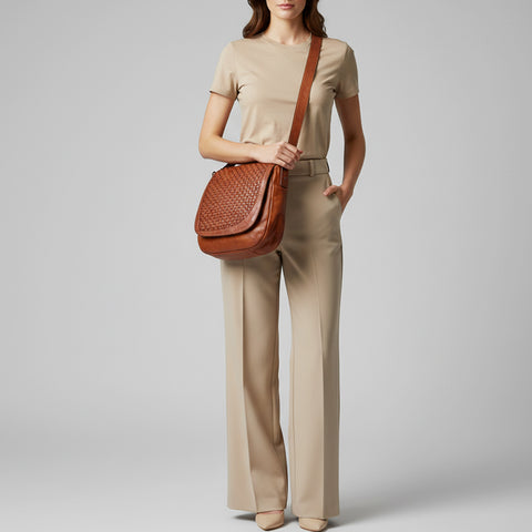Decorative Woven Leather Crossbody