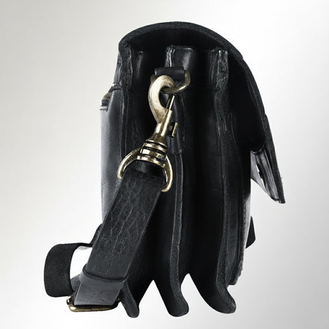 Flap-Front Studded Messenger Bag