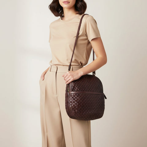 Modern Weave-Pattern Shoulder Bag