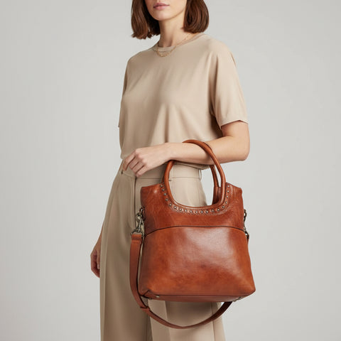 Bronzaro - Leather Studded Tote Bag